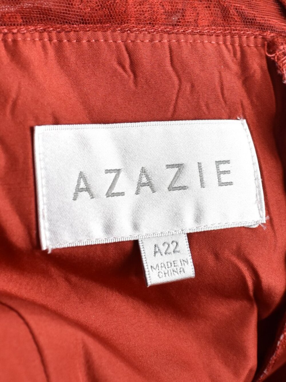 Azazie RUST Short Sleeve Lace Chiffon Dress - 22 - Picture 12 of 12